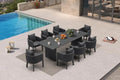 PURPLE LEAF Outdoor Dining Set 9 PC Aluminum with Olifen Wicker Chair Grey by PURPLELEAF