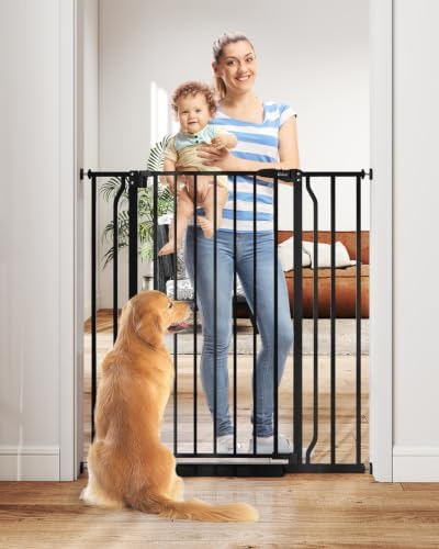 40" Extra Tall Baby Gate No Drilling, Auto Close Dog Gate, Black by Cideny