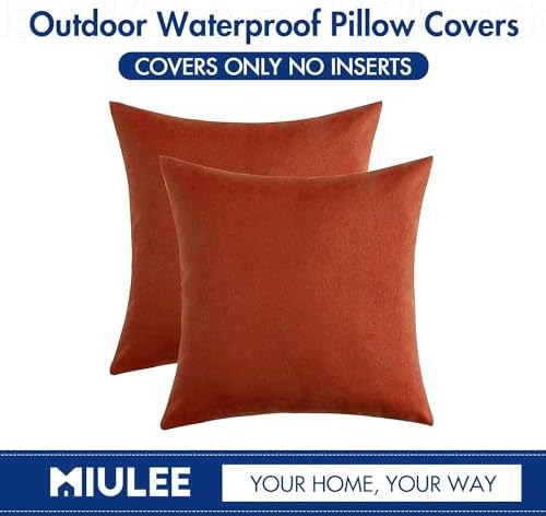 MIULEE Decorative Outdoor Pillow Covers Fall Euro 22x22 Burnt Orange - Image 6