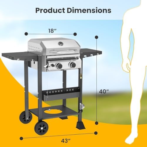 COWSAR 2-Burner Propane BBQ Grill 16000 BTU Stainless Steel Gas Grill - Image 2
