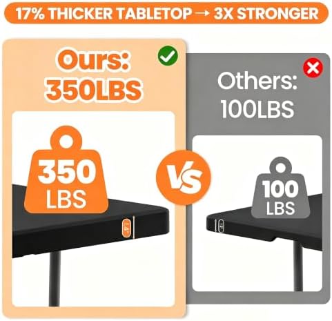 8 FT Folding Table Set with 6 Black Plastic Folding Chairs for 6 - Image 7
