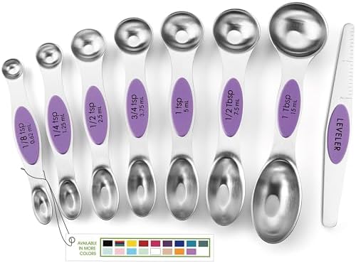 Spring Chef Stainless Steel Magnetic Measuring Spoons Set of 8, Orchid by SpringChef