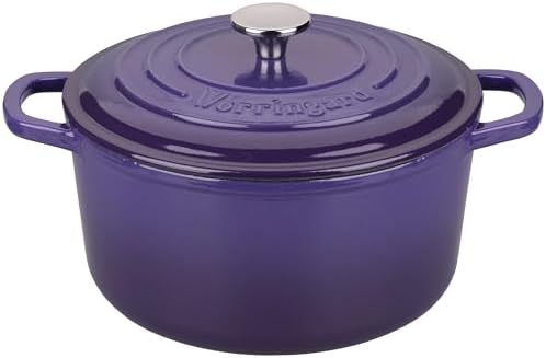 VORRINGARD Enameled Cast Iron Dutch Oven Pot with Lid, for Sourdough Bread Baking, Round Dutch Ovens, 4.5 Quart, Purple by Unknown
