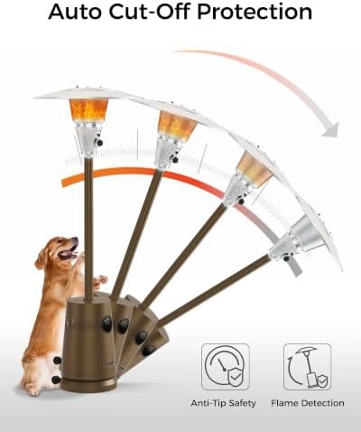 50,000 BTU Patio Heater for Outdoor Use, Portable Propane Patio Heater with Wheels, Stainless Steel Burner for Porch, Deck, Garden, Commercial (Brown) - Image 5
