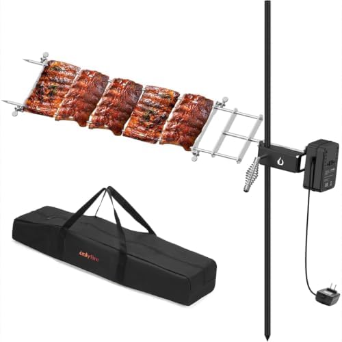 onlyfire Rotisserie Grill Kit Adjustable Spit Roaster with Cordless Motor by onlyfire