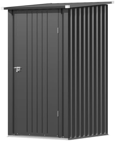 Devoko 3x3 FT Outdoor Storage Shed, Small Garden Tool Shed with Single Lockable Door, Metal Tool Storage Shed with Sloping Roof, Outside Shed for Backyard Patio Lawn, Black by DEVOKO