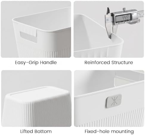 JOYMOOP Slim Trash Can 5-Pack, 2.2 Gallon Plastic Wastebasket for Bathroom, Bedroom, Office, Kitchen with 4 Rolls Bags, White - Image 5