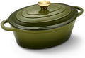 Oval Dutch Oven for Bread Baking, 4.5 Quart Non Stick Enameled Cast Iron Dutch Oven Pot with Lid, Oven Safe Oval Casserole with Lid up to 500°F for Baking, Braising, Stews, Roasting, Golden Green by Kerilyn