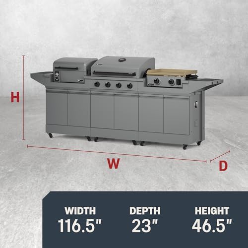 Tytus 3-in-1 Gas Grill, Pellet Smoker, Gas Griddle, Cover, Light, Stone - Image 2