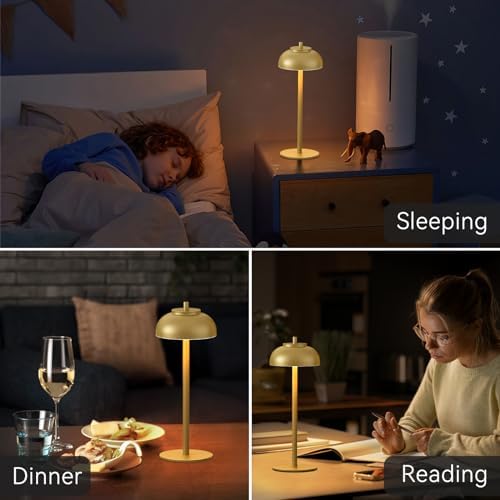 Cordless Table Lamps, Rechargeable LED Touch Lamp, Gold, 2 Pack - Image 3