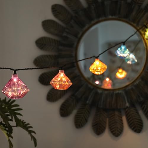 Vigdur Lantern String Lights - Multicolor Decorative String Lights Plug in with 10 Diamond Shaped Bulbs, Indoor String Light for Xmas Party Wedding Bedroom Patio Decor - Image 3