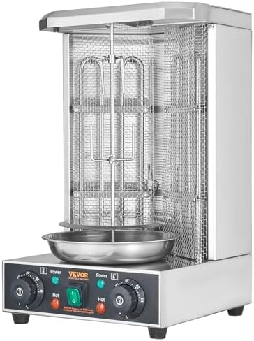 VEVOR Shawarma Grill Machine, 122°F-572°F, 13lbs Capacity, Chicken Shawarma Cooker Machine with 2 Burners, Stainless Steel, Electric Vertical Broiler Gyro Rotisserie Oven for Home and Commercial Use by VEVOR