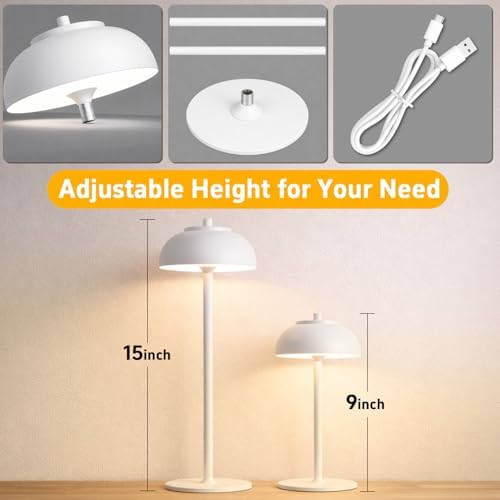 White Cordless Table Lamps, Rechargeable LED Touch Lamp, 2 Pack - Image 7