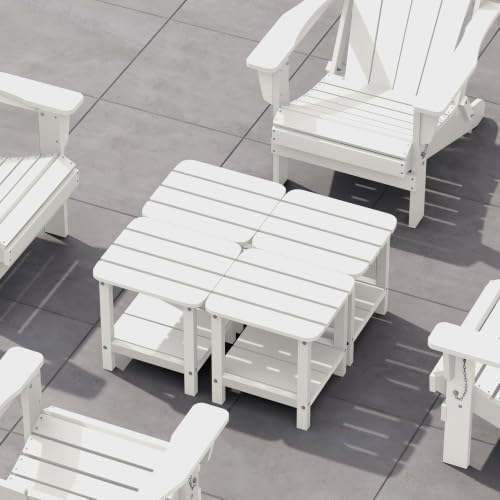 SERWALL HIPS Adirondack Side Set of 4, Table Rectangular End Table, White by SERWALL