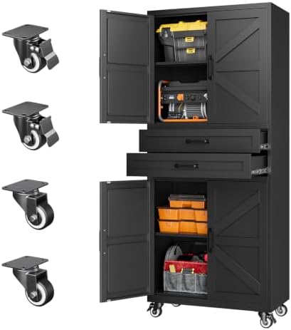 Letaya Metal Garage Storage Cabinets with Wheels,Black Rolling Tool Cabinet by LetayaMetalCabinets