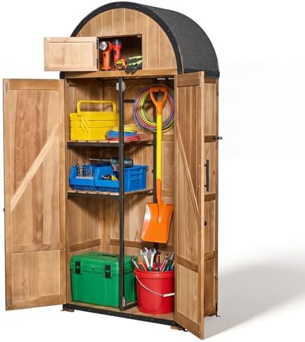 NORTHSKY Outdoor Storage Shed, Waterproof Garden Tool Cabinet with Domed Roof & Double Doors, Lockable 5-Storage Organizer for Patio Lawn Backyard - Solid Wood & Metal Frame by NorthSky