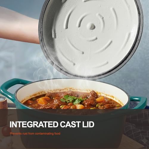 Overmont Enameled Cast Iron Dutch Oven - 5.5QT Pot with Lid Cookbook - Image 2