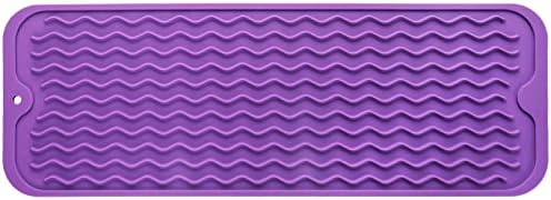 MicoYang Silicone Dish Drying Mat for Multiple Usage,Easy clean,Eco-friendly,Heat-resistant Silicone Mat for Kitchen Counter,Sink,Bar,Bottle,or Cup Purple M 17 inches x 6 inches by MicoYang