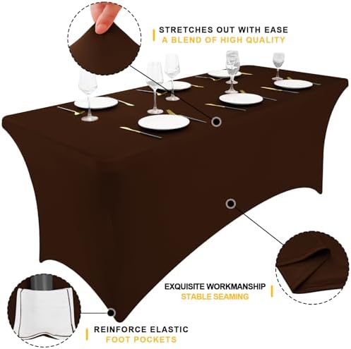 Smiry 2 Pack Spandex Table Cloth 8FT, Elastic Fitted Coffee Tablecloth - Image 2