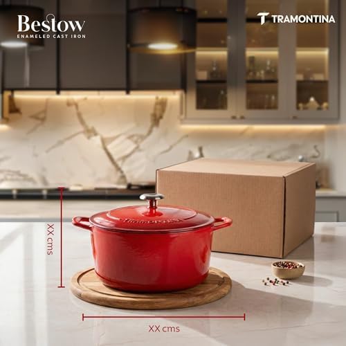 Tramontina Bestow Enameled Cast Iron 5.5-Qt Round Dutch Oven Pot with Lid - Image 3