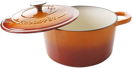 Crock-Pot Artisan 5-Quart Round Enameled Cast Iron Dutch Oven – Sunset Orange, Durable Heavy-Duty Cookware for Slow Cooking, Roasting, Baking with Lid - Image 2
