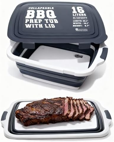 KITCHEN PERFECTION Collapsible XL Smoker & BBQ Prep Tub with Locking Lid by Kitchenperfection