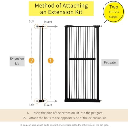 Lumizone 55.12" Extra Tall Pet Gate Extension Kit 4.13" Wide Black - Image 4