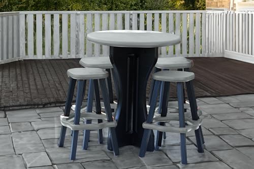 Patio Table Set with Four Barstools - Black Base with Deep Grey Accents - Perfect for Patio and Outdoor Spaces. Hardware Free Easy Assembly. Proudly Made in USA - Image 6