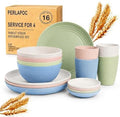 Wheat Straw Dinnerware Sets for 4, 16 Piece Unbreakable Kids Dinnerware Set, Toddler Plates and Bowls Sets, Kitchen Plates and Bowls Set, Lightweight Dish Set for Travel Camper Dishes - Colorful by Perlapoc