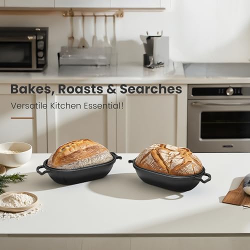 Cast Iron Loaf Pan with Lid-Bread Baking Pan for Sourdough,Pre-Seasoned Dutch Oven, 11 X 7 Inch Loaf Pans for Homemade,Heavy Duty with Even Heating - Image 6