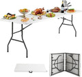HKLGorg 8ft Folding Table, White Plastic Foldable Party Dining Table by HKLGorg