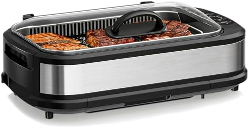Electactic Indoor Smokeless Grill & Griddle, Nonstick Electric Grill with Adjustable Temperature Control, Dishwasher-Safe Parts and Auto Shut-Off for Everyday Cooking by Electactic
