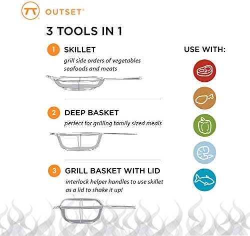 Outset QD77 Grill, 1 EA, Black Chef's Outdoor Basket and Skillet - Image 3