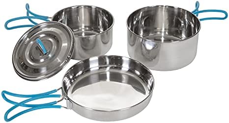 Stansport Stainless Steel Camping Cookware Set – Durable Nesting Mess Kit for Backpacking, Hiking & Outdoor Cooking – Compact Portable Pot & Pan with Carry Bag – Multiple Sizes for Family to Solo Use by Stansport