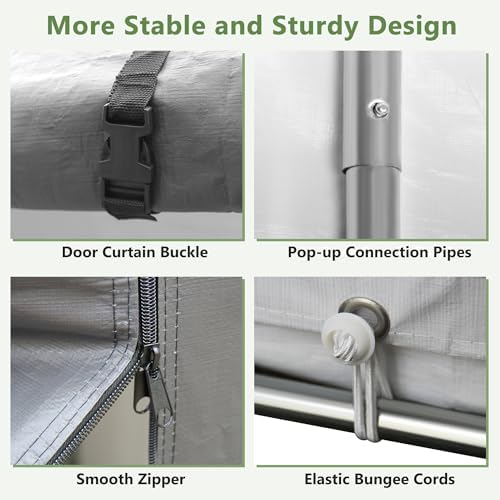 5x3 Ft Outdoor Storage Shelter Shed, Waterproof Heavy Duty Storage Shed with Roll-up Zipper Door and Sloping Roof, Portable Storage Tent for Tool Shed, Bike,Backyard Garden Patio, Gray - Image 4