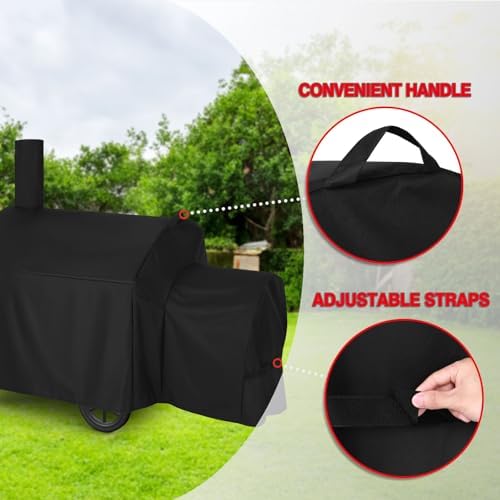 Grill Cover for Oklahoma Joe’s Highland Offset Smoker, Heavy Duty Waterproof Durable Grill Covers, Black - Image 3