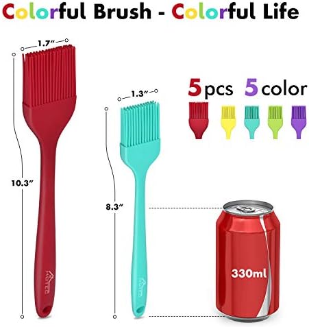 HOTEC 600℉ Heat Resistant Silicone Basting &Pastry Brush, Multicolor 5 - Image 2