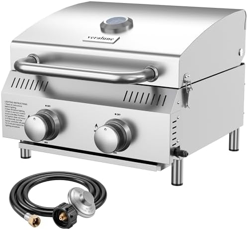 Veralune 2-Burner Tabletop Gas Grill, 22000 BTU Stainless Steel Grill by Veralune