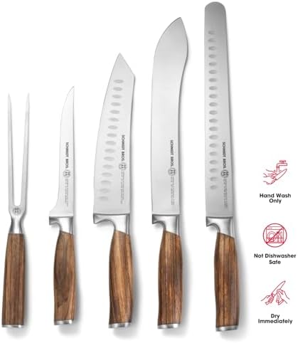 Zebra Wood 6-Piece BBQ Knife Set - Fully Forged Stainless Steel Grilling Utensils Including Brisket, Butcher, Chef's, Boning Knives, Carving Fork, Knife Carrying Roll - Image 2