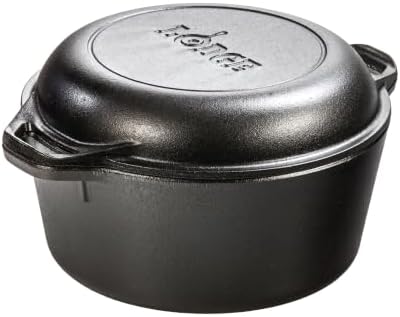 Lodge Cast Iron Double Dutch Oven, 2-in-1 Pot and Skillet Combo, 5 Quart by Lodge