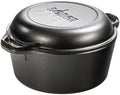 Lodge Cast Iron Double Dutch Oven, 2-in-1 Pot and Skillet Combo, 5 Quart by Lodge