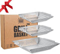 3 Pack Grill Baskets for Outdoor Grill, Heavy Duty Stainless Veggie Pan Set by VencinoUSA