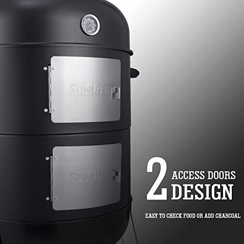 20.5 Inch Vertical Charcoal Smoker and Grill Combo - Image 5