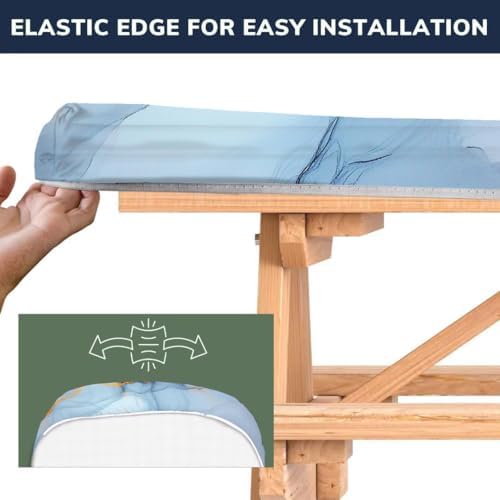 CAPSCEOLL Fitted Picnic Table Cover with Bench Covers 8ft - Blue Marble - Image 3