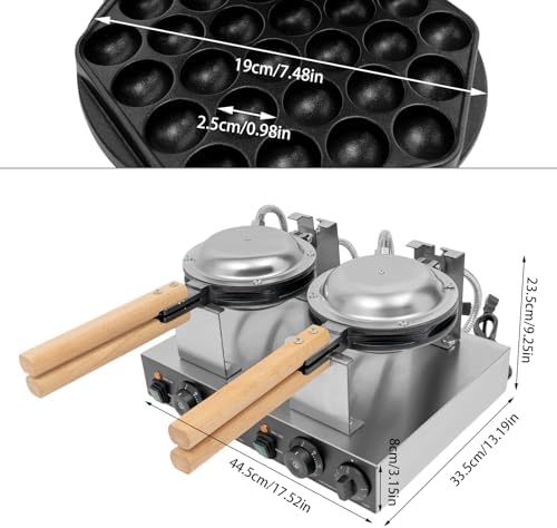 Commercial Waffle Maker, 2830W Electric Honeycomb-Shaped Waffle Machine, Double-head Stainless Steel Waffle Iron Baker with Non-Stick Coating, 122-572℉ Temperature Adjustable - Image 3