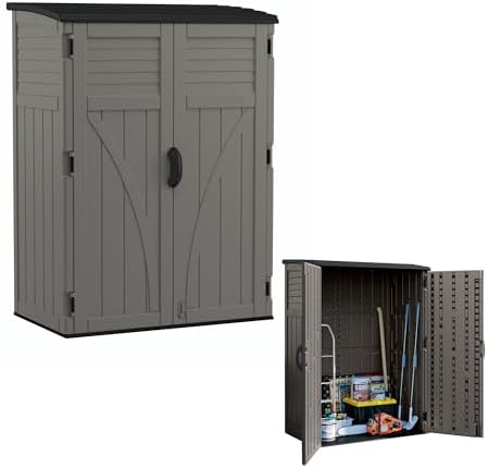 Suncast 54 Cu Ft Medium Vertical Storage Shed, Stoney, Made in USA by Unknown