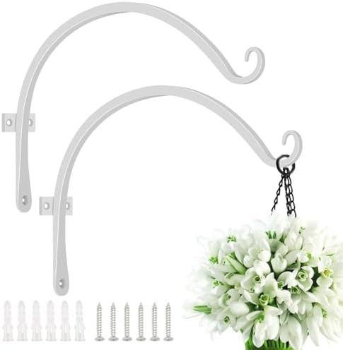 FEED GARDEN Heavy Duty Plant Hooks - 2 Pack 12 Inch Wall Mounted Hanging Brackets, 57lb Capacity Steel Plant Hangers for Bird Feeders, Baskets, Wind Chimes Outdoor Indoor- White - Image 7