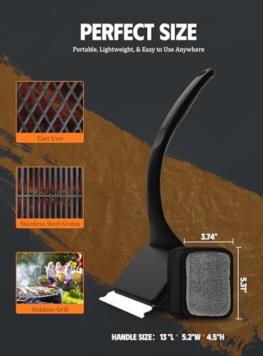 MEKER Grill Brush Bristle Free, Grill Cleaner Brush with 5 BBQ Replacement Head for Cast Iron, Stainless Steel Grates, Safe Grill Scraper Outdoor BBQ Grill, Black - Image 6