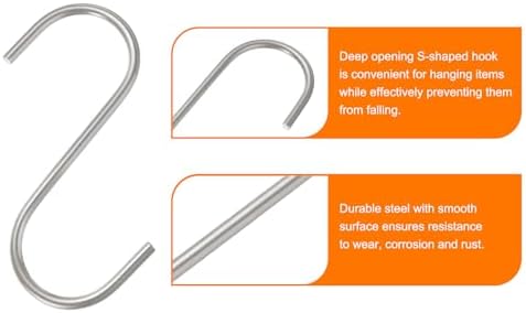 HARFINGTON 2pcs Long S Hooks 4 Inch Extra Long Metal S-Shaped Hanging Hooks High Manganese Steel S Hanger Storage Organizing Tool for Kitchen Garden Bathroom Garage Closet, Silver - Image 4