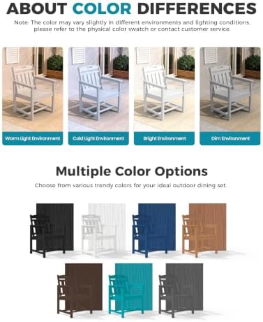 Ciokea HDPE Outdoor Dining Set of 6, Patio Table and Chairs Sets, White - Image 6